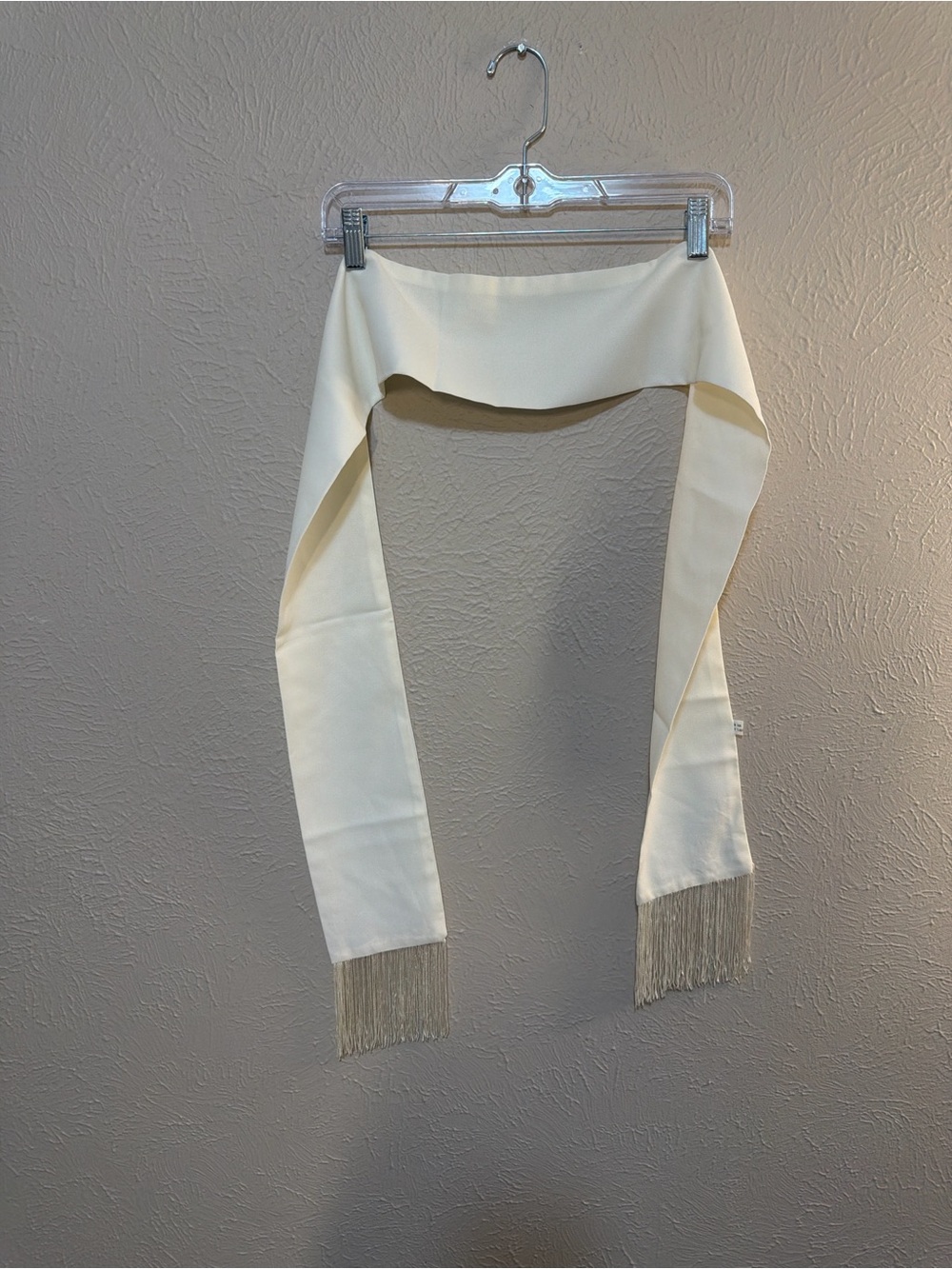 Cream Fringe Satin Waist Sash Belt